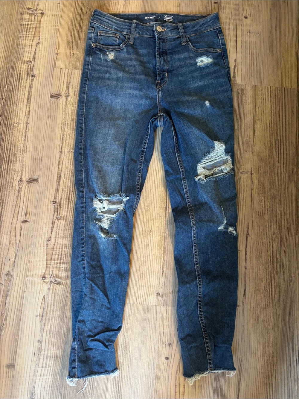 Old Navy Dark Blue Distressed Skinny Jeans